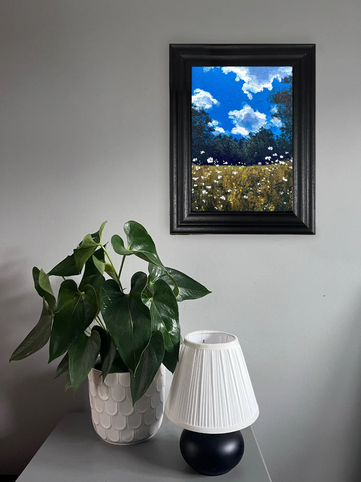 Still Field - fine art giclee print by Klaudia Wojciech. A landscape resting in silent equilibrium. Light appears only where attention settles.